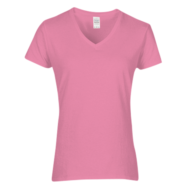 Gildan Women's Heavy Cotton™ V-Neck T-Shirt, Azalea, Front view