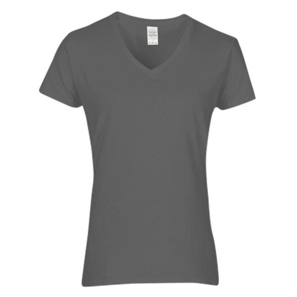 Gildan Women's Heavy Cotton™ V-Neck T-Shirt, Charcoal, Front view