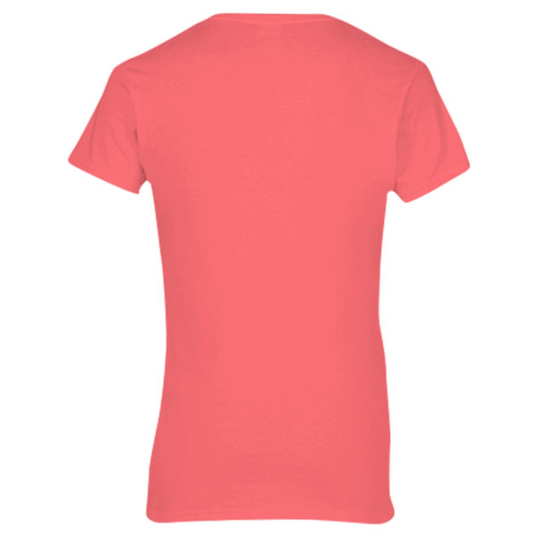Gildan Women's Heavy Cotton™ V-Neck T-Shirt, Coral Silk, Back view