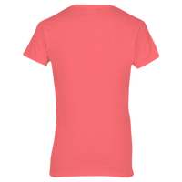 Gildan Women's Heavy Cotton™ V-Neck T-Shirt, Coral Silk, Back view