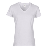 Gildan Women's Heavy Cotton™ V-Neck T-Shirt, White, Front view