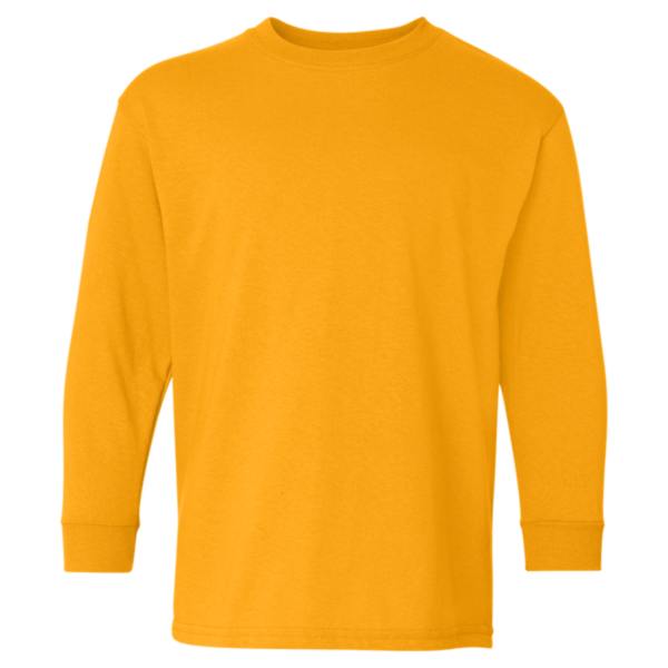 Gildan Youth Heavy Cotton™ Long Sleeve T-Shirt, Gold, Front view