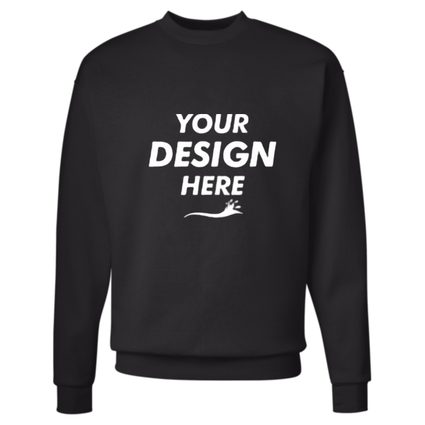 Hanes Unisex EcoSmart® Crewneck Sweatshirt, Black, Front view, Mockup
