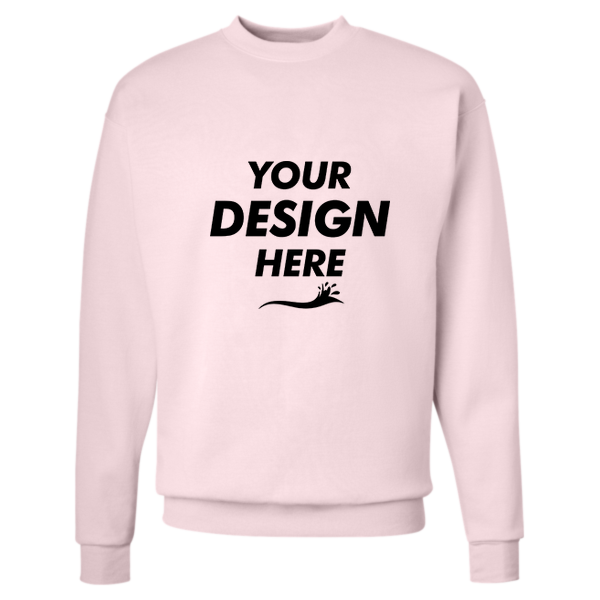 Hanes Unisex EcoSmart® Crewneck Sweatshirt, Pale Pink, Front view, Mockup