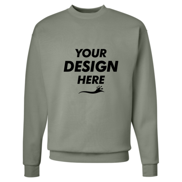 Hanes Unisex EcoSmart® Crewneck Sweatshirt, Stonewashed Green, Front view, Mockup