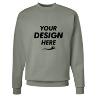 Hanes Unisex EcoSmart® Crewneck Sweatshirt, Stonewashed Green, Front view, Mockup