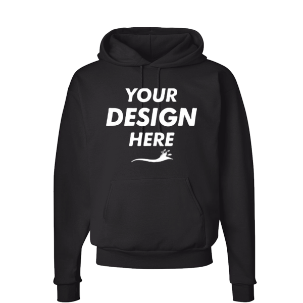 Hanes Unisex EcoSmart® Hooded Sweatshirt, Black, Front view, Mockup