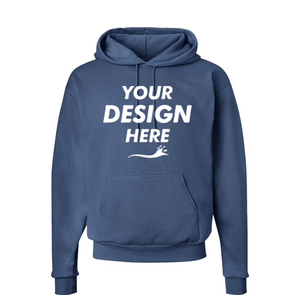 Hanes Unisex EcoSmart® Hooded Sweatshirt, Denim Blue, Front view, Mockup