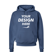 Hanes Unisex EcoSmart® Hooded Sweatshirt, Denim Blue, Front view, Mockup