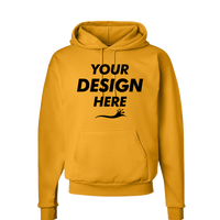 Hanes Unisex EcoSmart® Hooded Sweatshirt, Gold, Front view, Mockup
