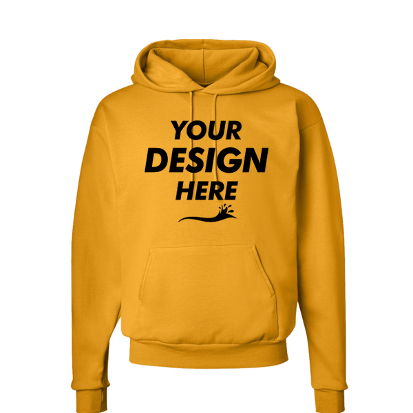 Hanes Unisex EcoSmart® Hooded Sweatshirt, Gold, Front view, Mockup