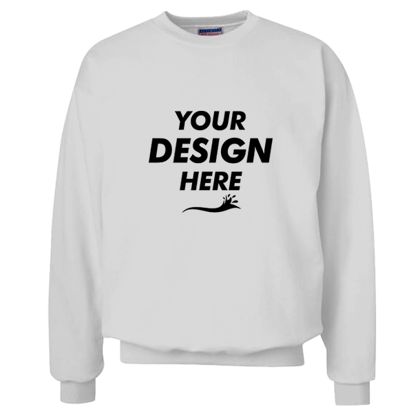 Hanes Unisex Ultimate Cotton® Crewneck Sweatshirt, Ash, Front view, Mockup