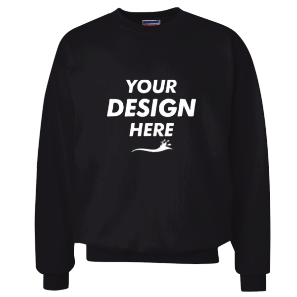 Hanes Unisex Ultimate Cotton® Crewneck Sweatshirt, Black, Front view, Mockup