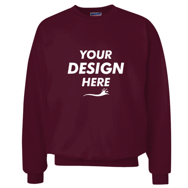 Hanes Unisex Ultimate Cotton® Crewneck Sweatshirt, Maroon, Front view, Mockup
