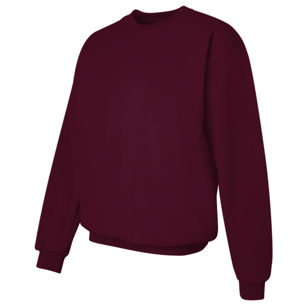 Hanes Unisex Ultimate Cotton® Crewneck Sweatshirt, Maroon, Left Sleeve view