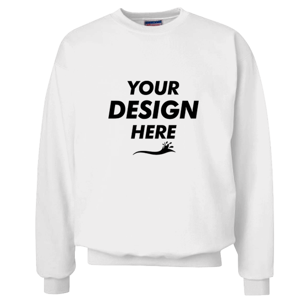 Hanes Unisex Ultimate Cotton® Crewneck Sweatshirt, White, Front view, Mockup