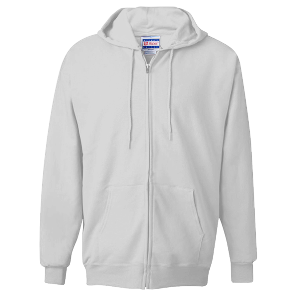 Hanes Unisex Ultimate Cotton® Full-Zip Hooded Sweatshirt, Ash, Front view