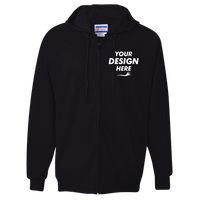 Hanes Unisex Ultimate Cotton® Full-Zip Hooded Sweatshirt, Black, Front view, Mockup