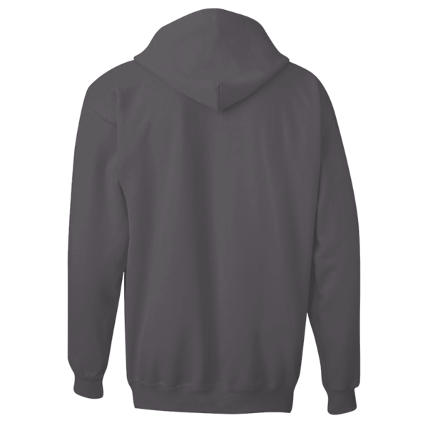 Hanes Unisex Ultimate Cotton® Full-Zip Hooded Sweatshirt, Charcoal Heather, Back view