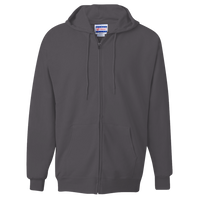 Hanes Unisex Ultimate Cotton® Full-Zip Hooded Sweatshirt, Charcoal Heather, Front view