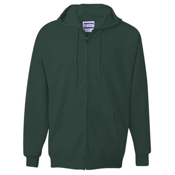 Hanes Unisex Ultimate Cotton® Full-Zip Hooded Sweatshirt, Deep Forest, Front view