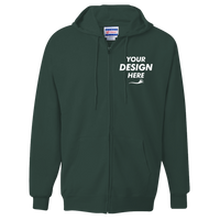 Hanes Unisex Ultimate Cotton® Full-Zip Hooded Sweatshirt, Deep Forest, Front view, Mockup