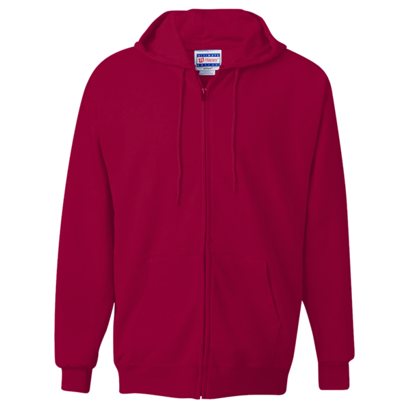 Hanes Unisex Ultimate Cotton® Full-Zip Hooded Sweatshirt, Deep Red, Front view