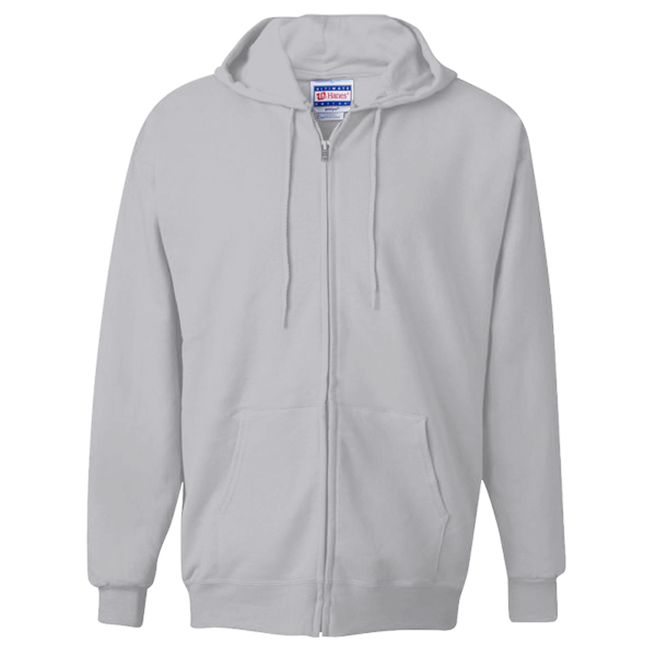 Hanes Unisex Ultimate Cotton® Full-Zip Hooded Sweatshirt, Light Steel, Front view