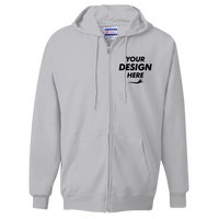 Hanes Unisex Ultimate Cotton® Full-Zip Hooded Sweatshirt, Light Steel, Front view, Mockup