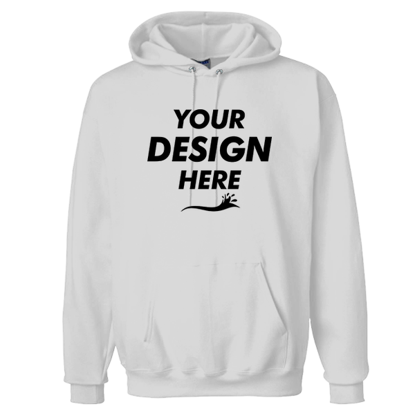 Hanes Unisex Ultimate Cotton® Hooded Sweatshirt, Ash, Front view, Mockup