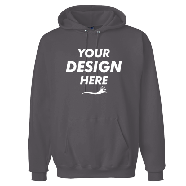 Hanes Unisex Ultimate Cotton® Hooded Sweatshirt, Charcoal Heather, Front view, Mockup