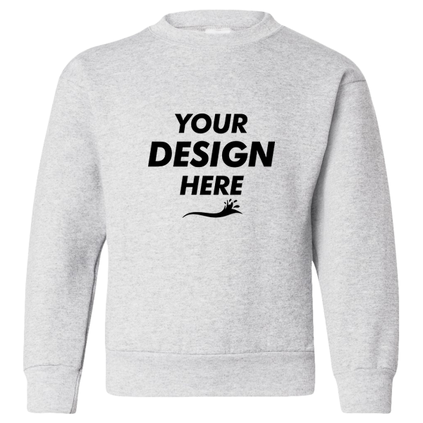 Hanes Youth EcoSmart® Crewneck Sweatshirt, Ash, Front view, Mockup