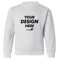 Hanes Youth EcoSmart® Crewneck Sweatshirt, Ash, Front view, Mockup