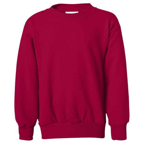 Hanes Youth EcoSmart® Crewneck Sweatshirt, Deep Red, Front view