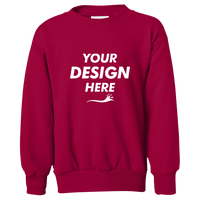 Hanes Youth EcoSmart® Crewneck Sweatshirt, Deep Red, Front view, Mockup