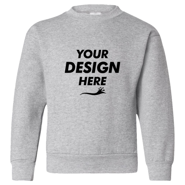 Hanes Youth EcoSmart® Crewneck Sweatshirt, Light Steel, Front view, Mockup
