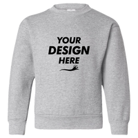 Hanes Youth EcoSmart® Crewneck Sweatshirt, Light Steel, Front view, Mockup