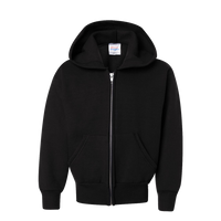 Hanes Youth EcoSmart® Full-Zip Hooded Sweatshirt, Black, Front view
