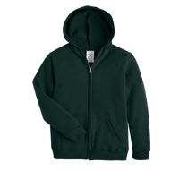 Hanes Youth EcoSmart® Full-Zip Hooded Sweatshirt, Deep Forest, Front view