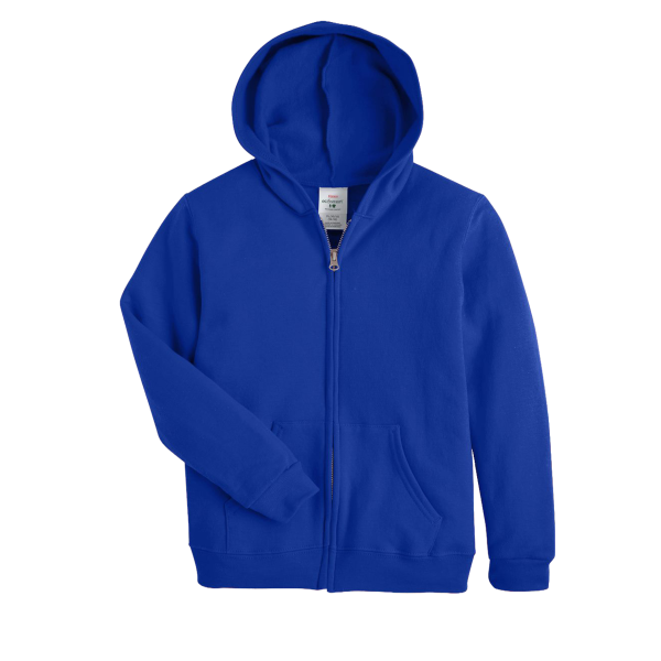 Hanes Youth EcoSmart® Full-Zip Hooded Sweatshirt, Deep Royal, Front view