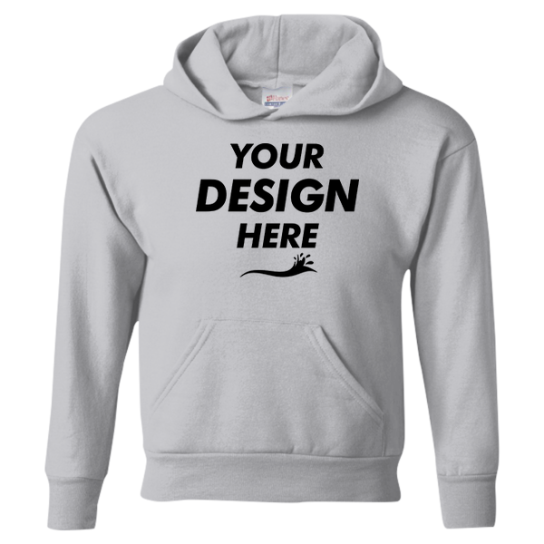 Hanes Youth EcoSmart® Hooded Sweatshirt, Light Steel, Front view, Mockup