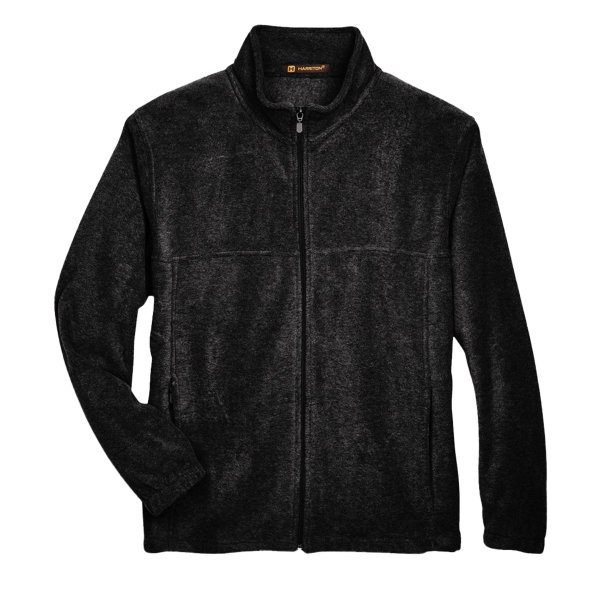 Harriton Men's Full-Zip Fleece, Black, Front view