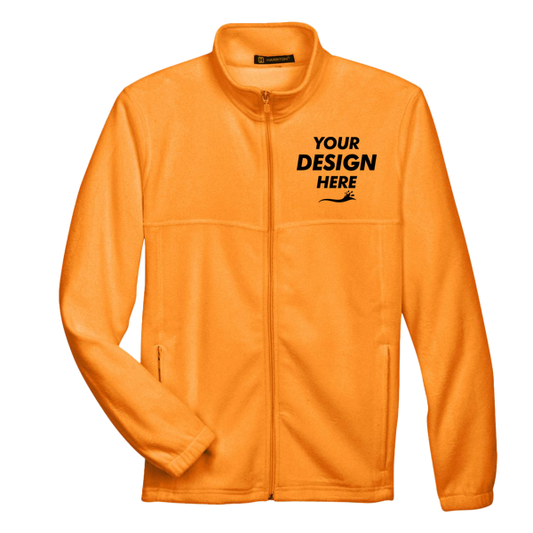 Harriton Men's Full-Zip Fleece, Safety Orange, Front view, Mockup