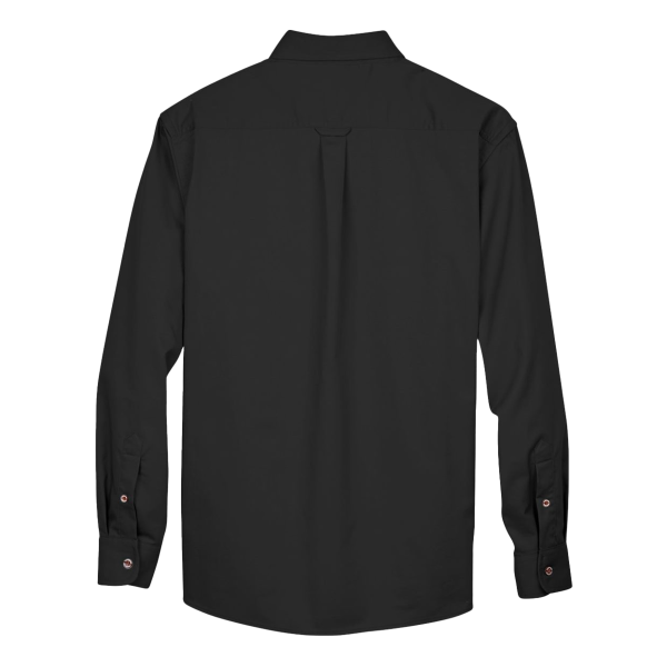 Harriton Men's Tall Easy Blend™ Twill Dress Shirt, Black, Back view