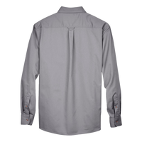 Harriton Men's Tall Easy Blend™ Twill Dress Shirt, Dark Grey, Back view