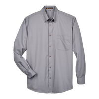 Harriton Men's Tall Easy Blend™ Twill Dress Shirt, Dark Grey, Front view