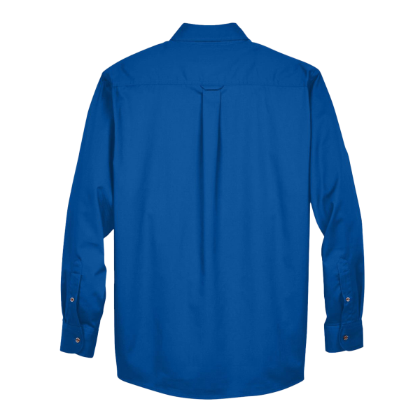Harriton Men's Tall Easy Blend™ Twill Dress Shirt, French Blue, Back view