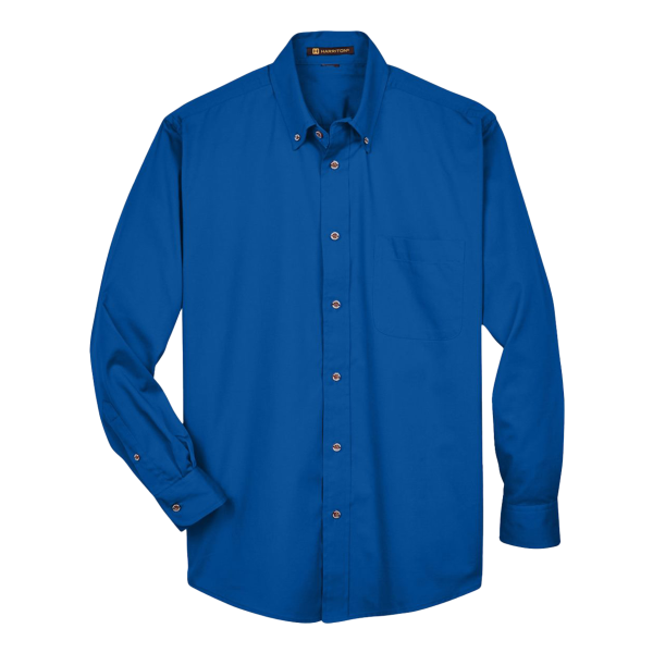 Harriton Men's Tall Easy Blend™ Twill Dress Shirt, French Blue, Front view