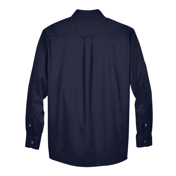 Harriton Men's Tall Easy Blend™ Twill Dress Shirt, Navy, Back view