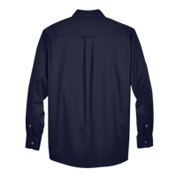 Harriton Men's Tall Easy Blend™ Twill Dress Shirt, Navy, Back view